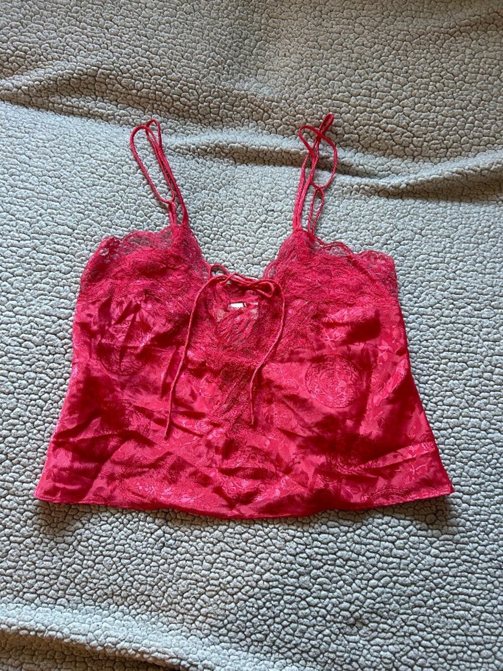Victorias Secret -- vintage hot pink lace satin cami, gold label